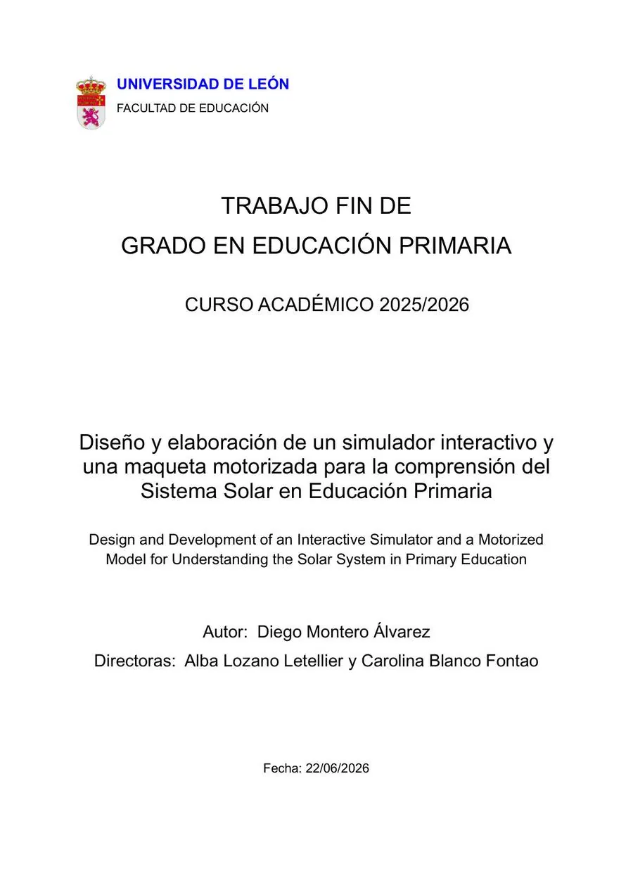 Trabajo Fin de Grado de Diego Montero Álvarez, Universidad de León